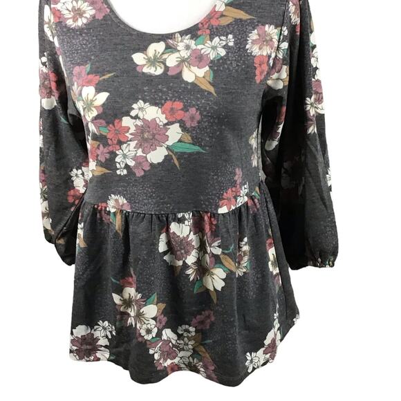 Bobeau Women’s Gray Pink Floral Babydoll Top 3/4 Sleeve Pullover Size XS NWOT - Picture 16 of 16
